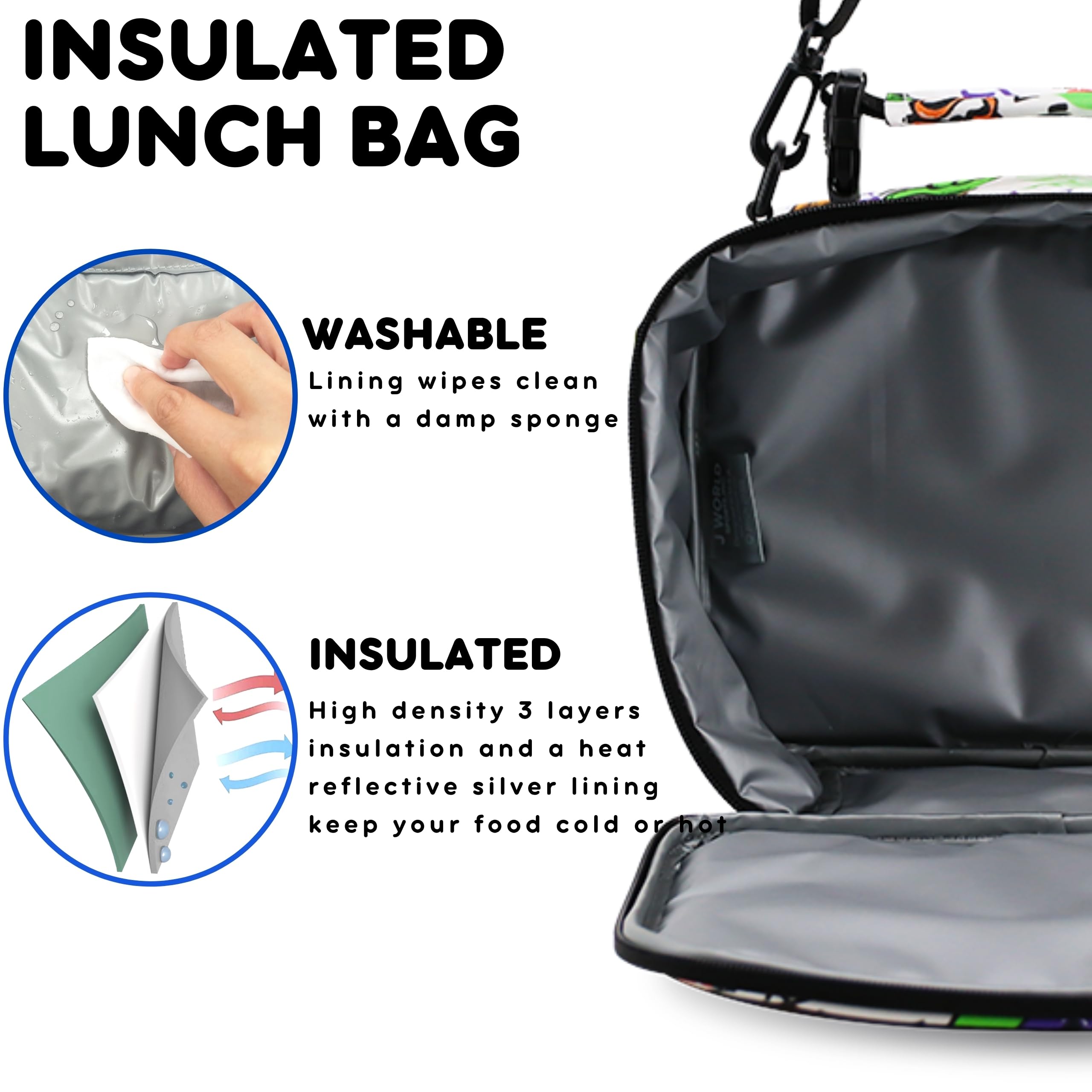 Bundle of J World Sunrise Kids Rolling Backpack with Lunch Bag. Roller Bookbag with Wheels + Matching Cody Lunch Box for School, Street Art - Image 6