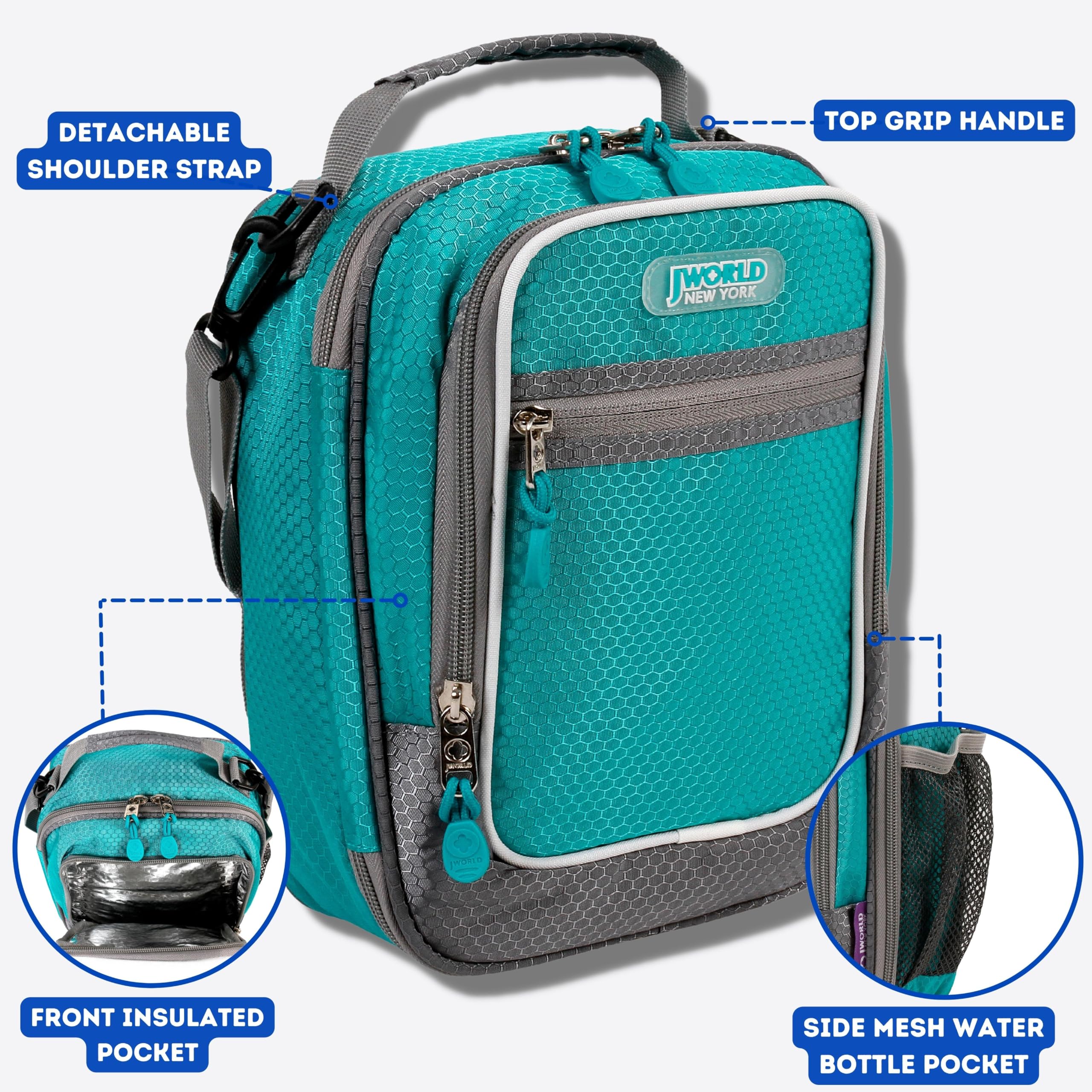 J World Cara Lunch Bag. Insulated Lunch-Box for Boys Girls Adults, Mint - Image 3