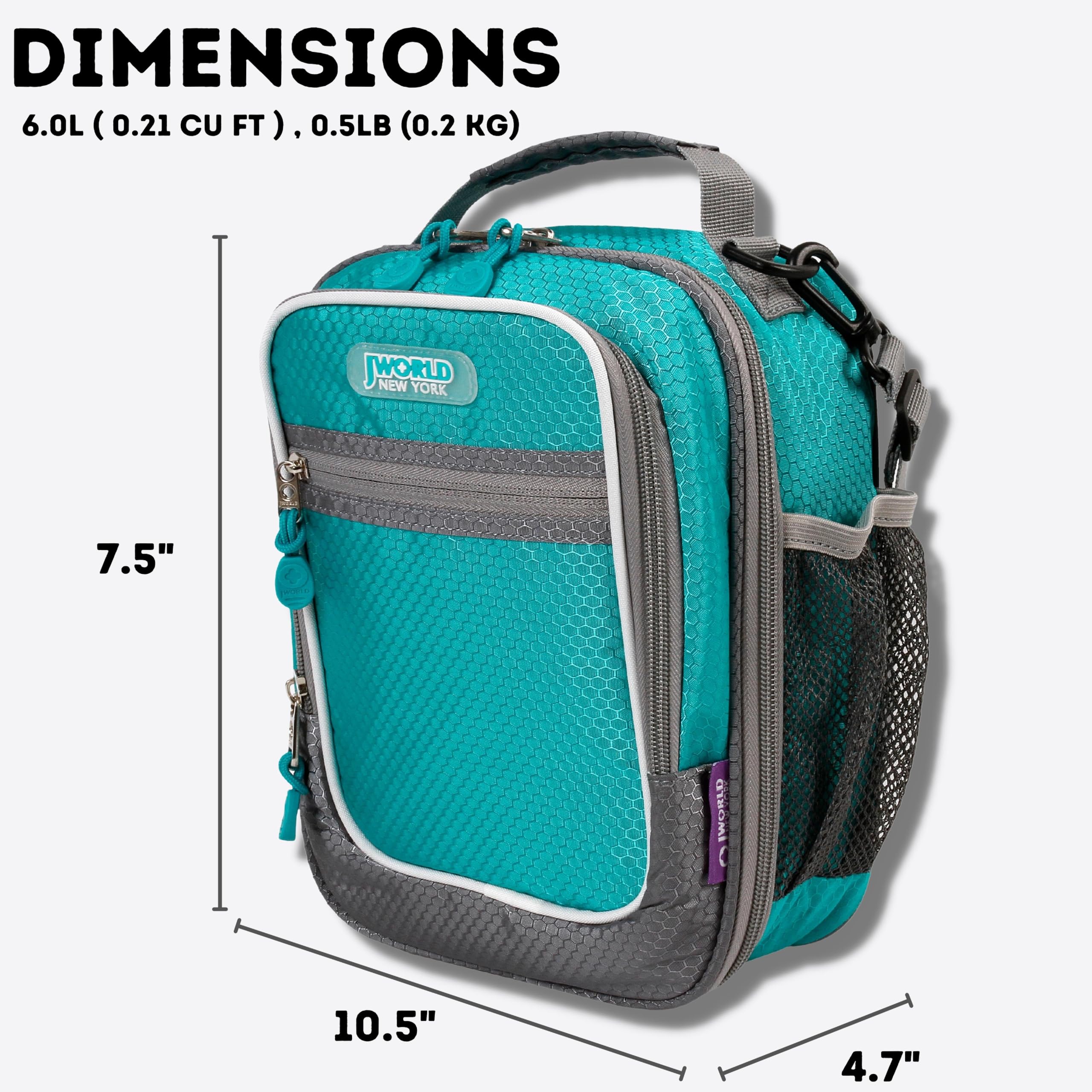 J World Cara Lunch Bag. Insulated Lunch-Box for Boys Girls Adults, Mint - Image 7