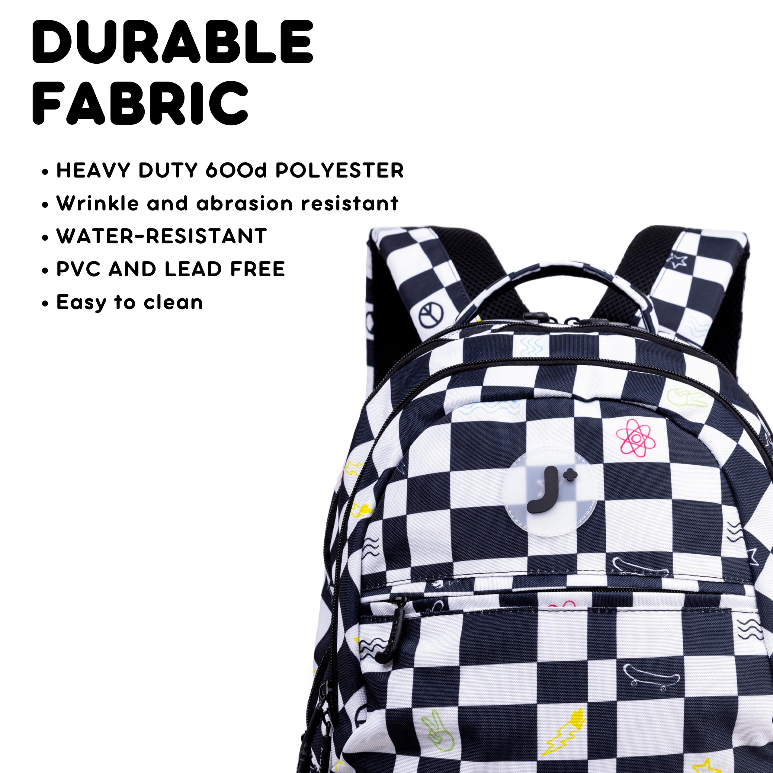 J World Cornelia Middle School Backpack for Kids. Student Laptop Bookbag, Icon Checkers - Image 4