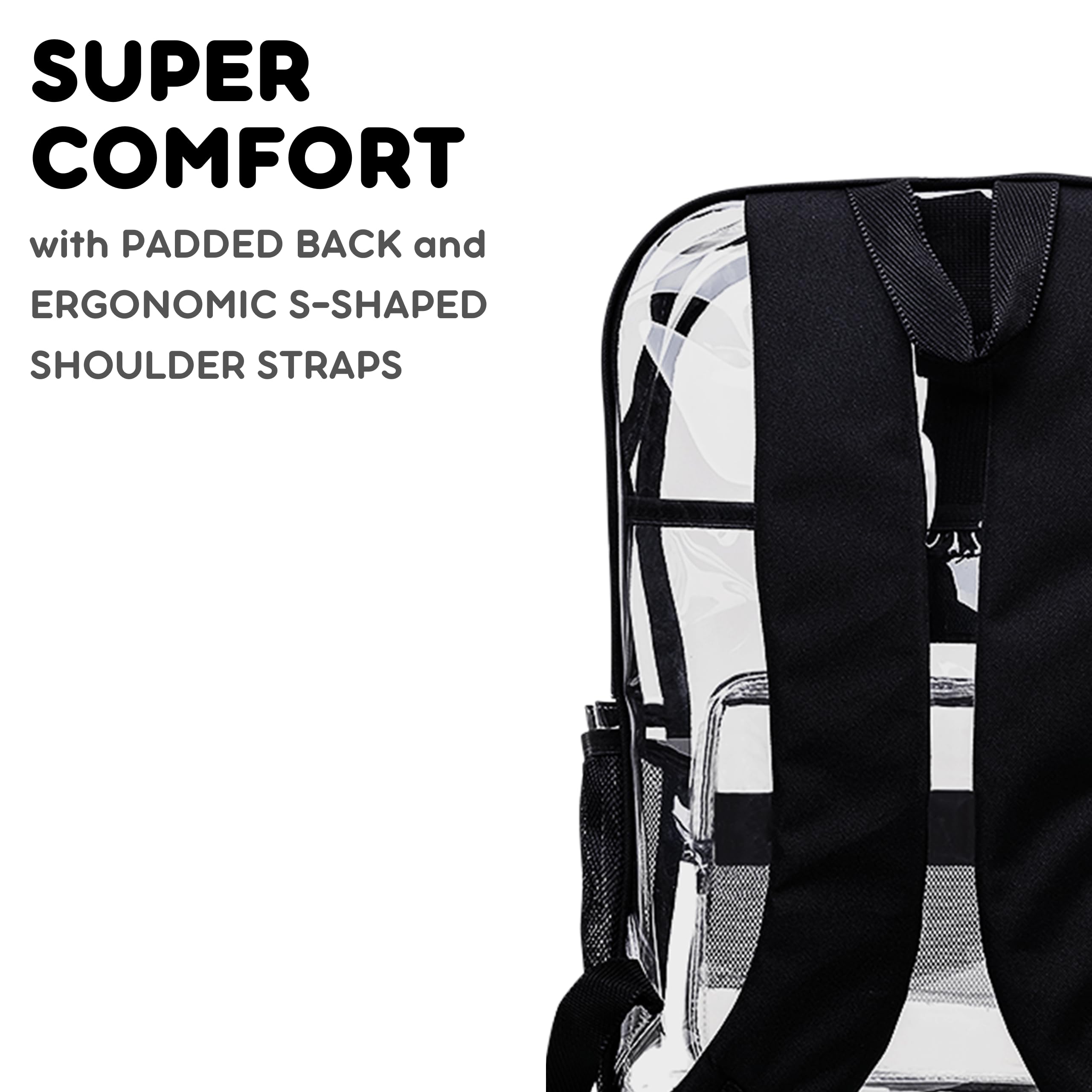 J World Heavy-Duty Clear Backpack for Men Women Kids. Large Transparent See Through TPU Laptop Bookbag for School, Clear - Image 5