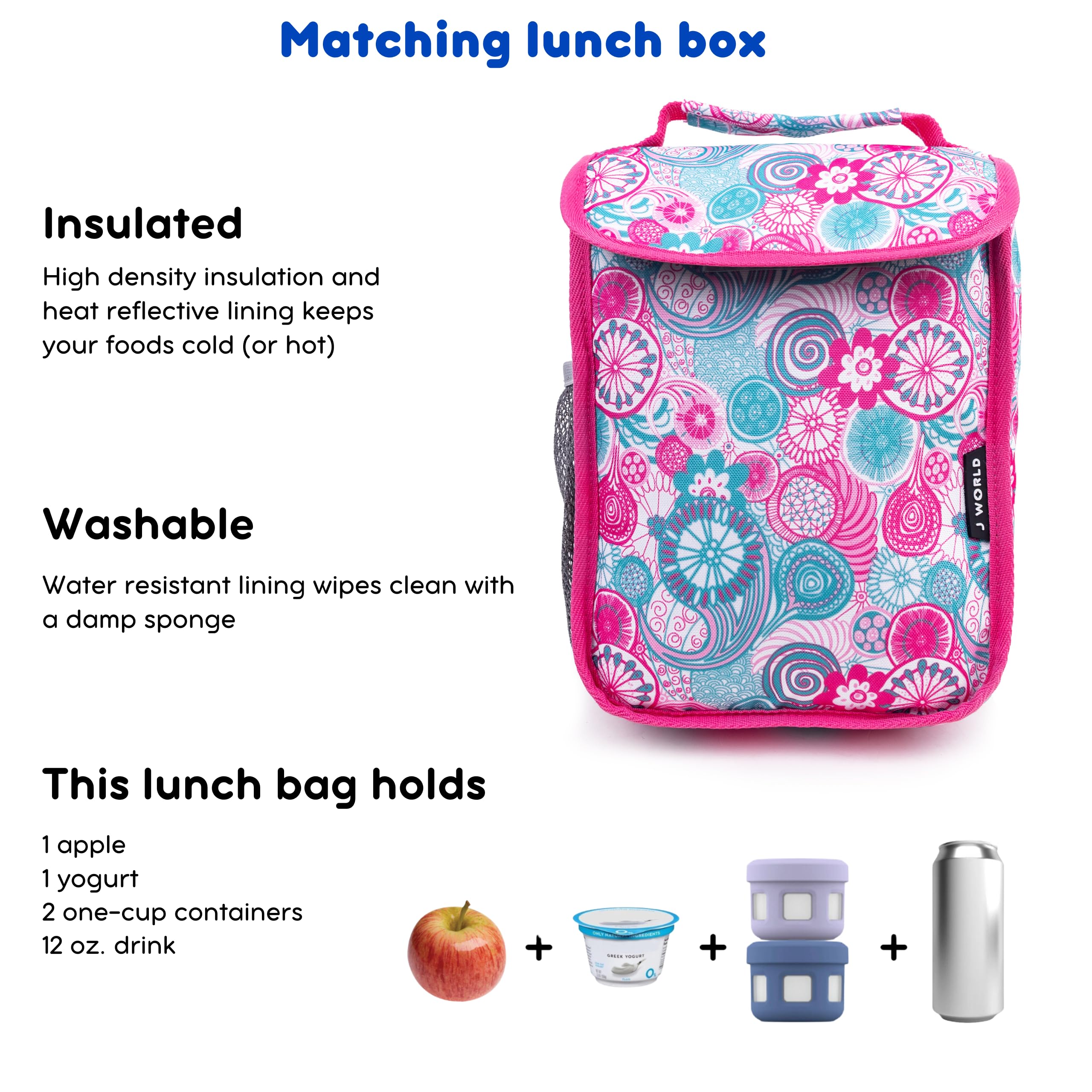 J World Lollipop Kids Rolling Backpack & Lunch Bag Set for Elementary School. Carry-On Suitcase with Wheels, Blue Raspberry - Image 6