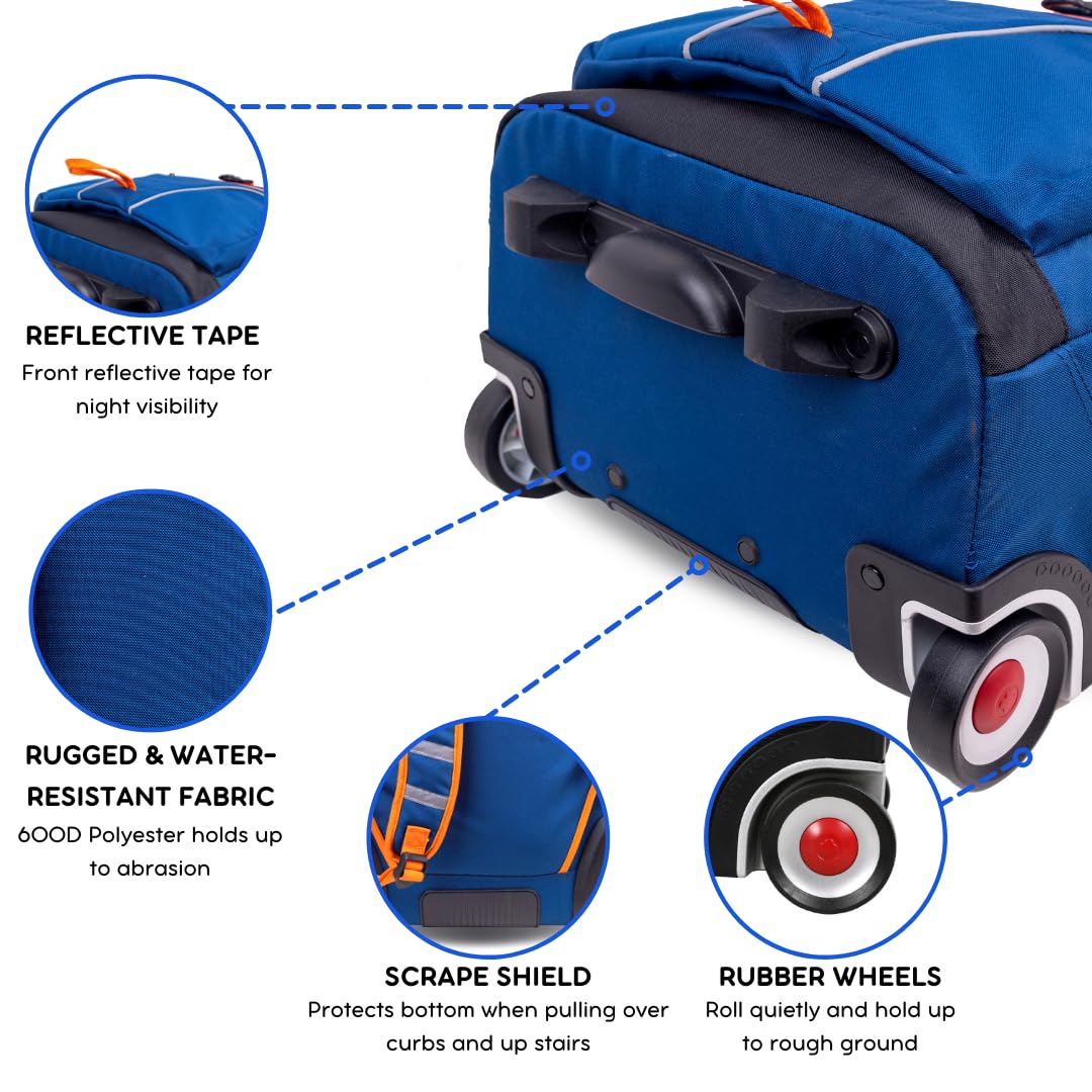 J World Lunar Rolling Backpack. Laptop Bag With Wheels. Wheeled Carry-On Travel Luggage, Navy - Image 6