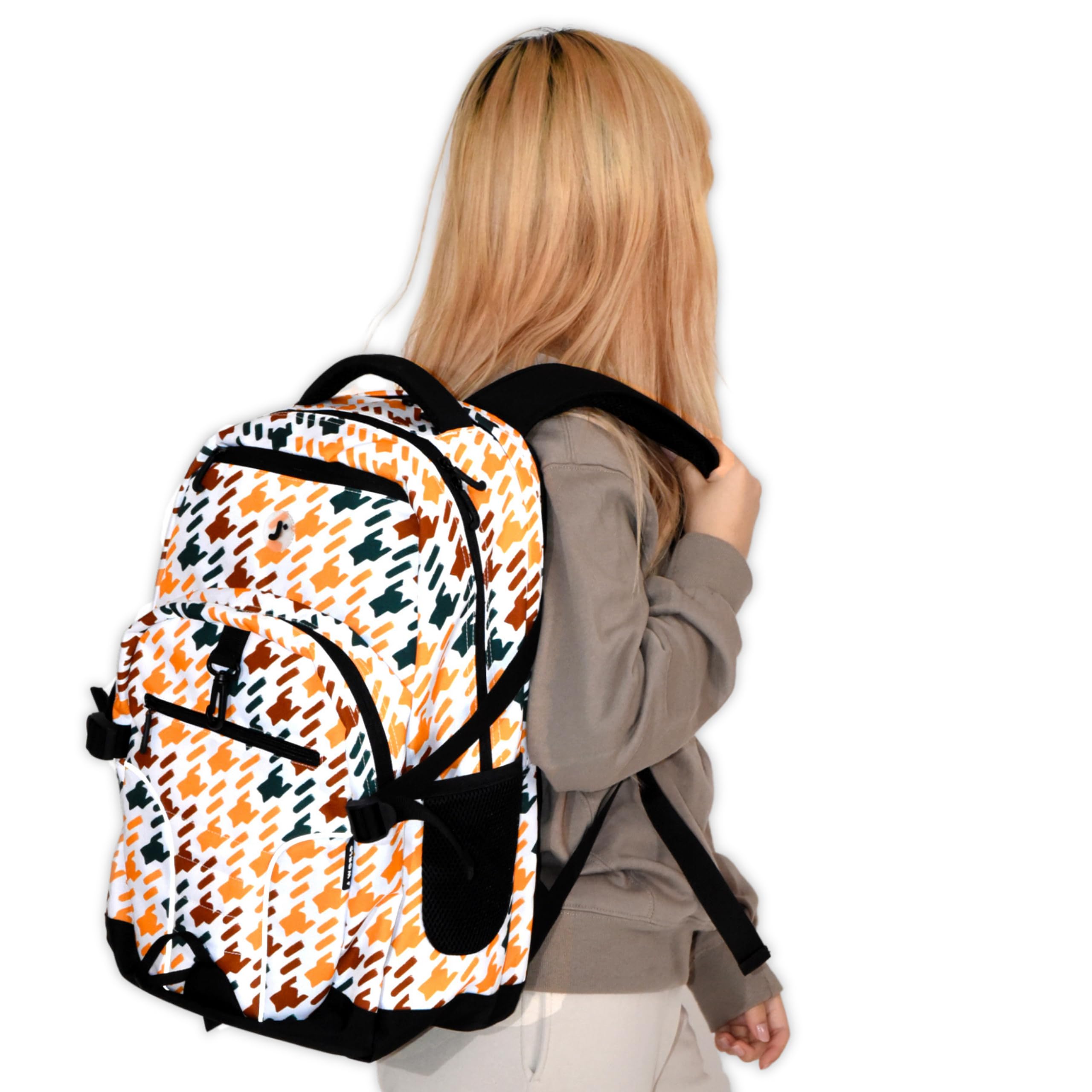 J World New York Atom Laptop Backpack – Ergonomic Backpack for School with Air Mesh Padded Shoulder Straps – 600D Polyester Work Backpack for Men and Women – Stylish Design (BLACK) - Image 8