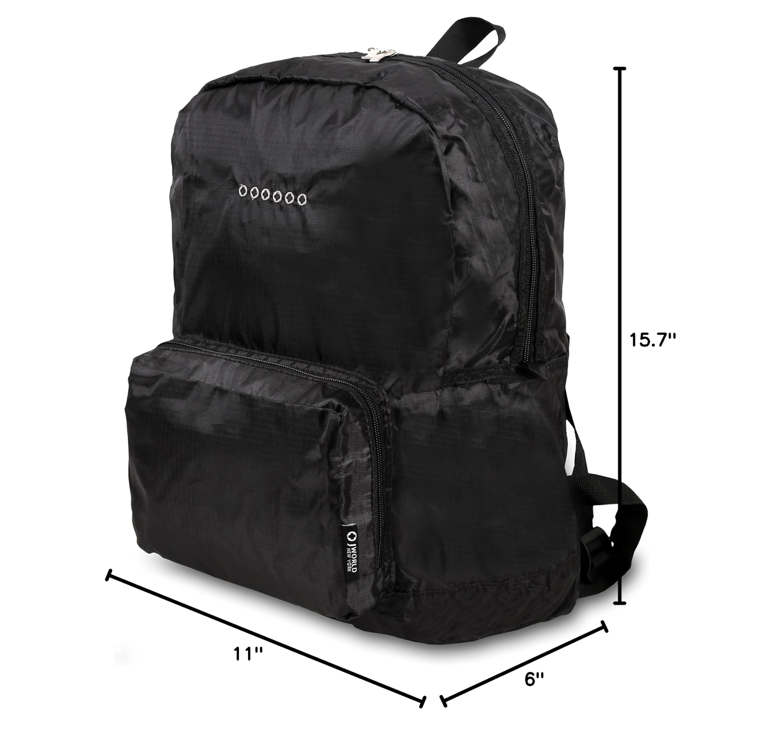 J World New York Buena Folding Backpack, Black - Image 7