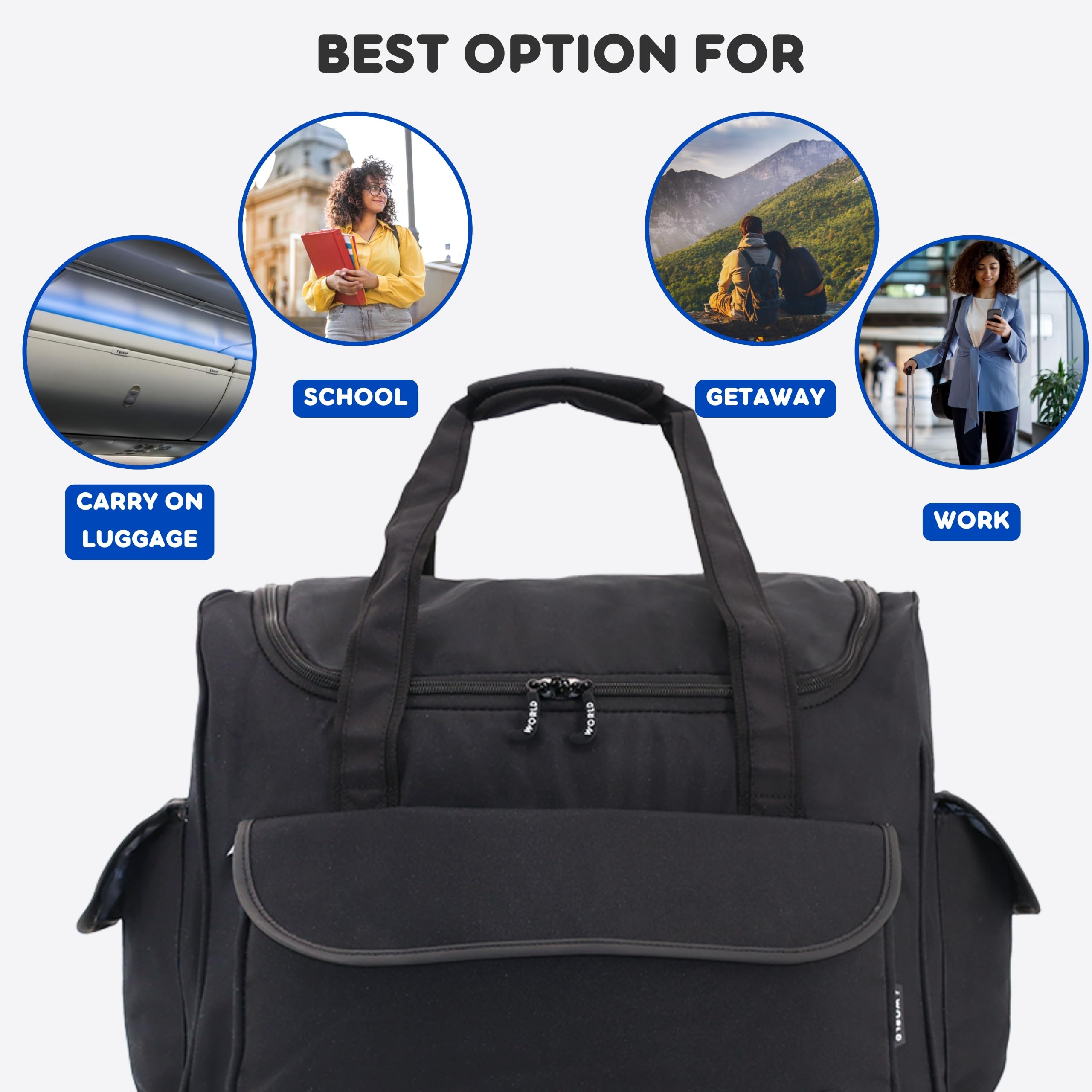 J World New York Donna Rolling Tote Bag on Wheels. Laptop Carry-On, Black (Measures 15 X 17 X 8.3 inches, Holds over 35 litres) - Image 4