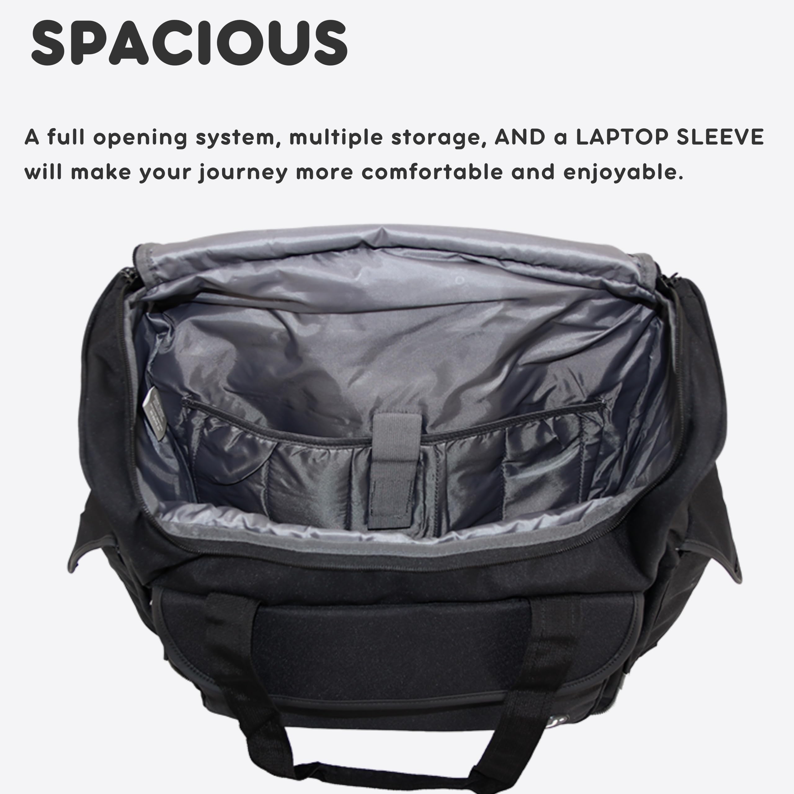 J World New York Donna Rolling Tote Bag on Wheels. Laptop Carry-On, Black (Measures 15 X 17 X 8.3 inches, Holds over 35 litres) - Image 5