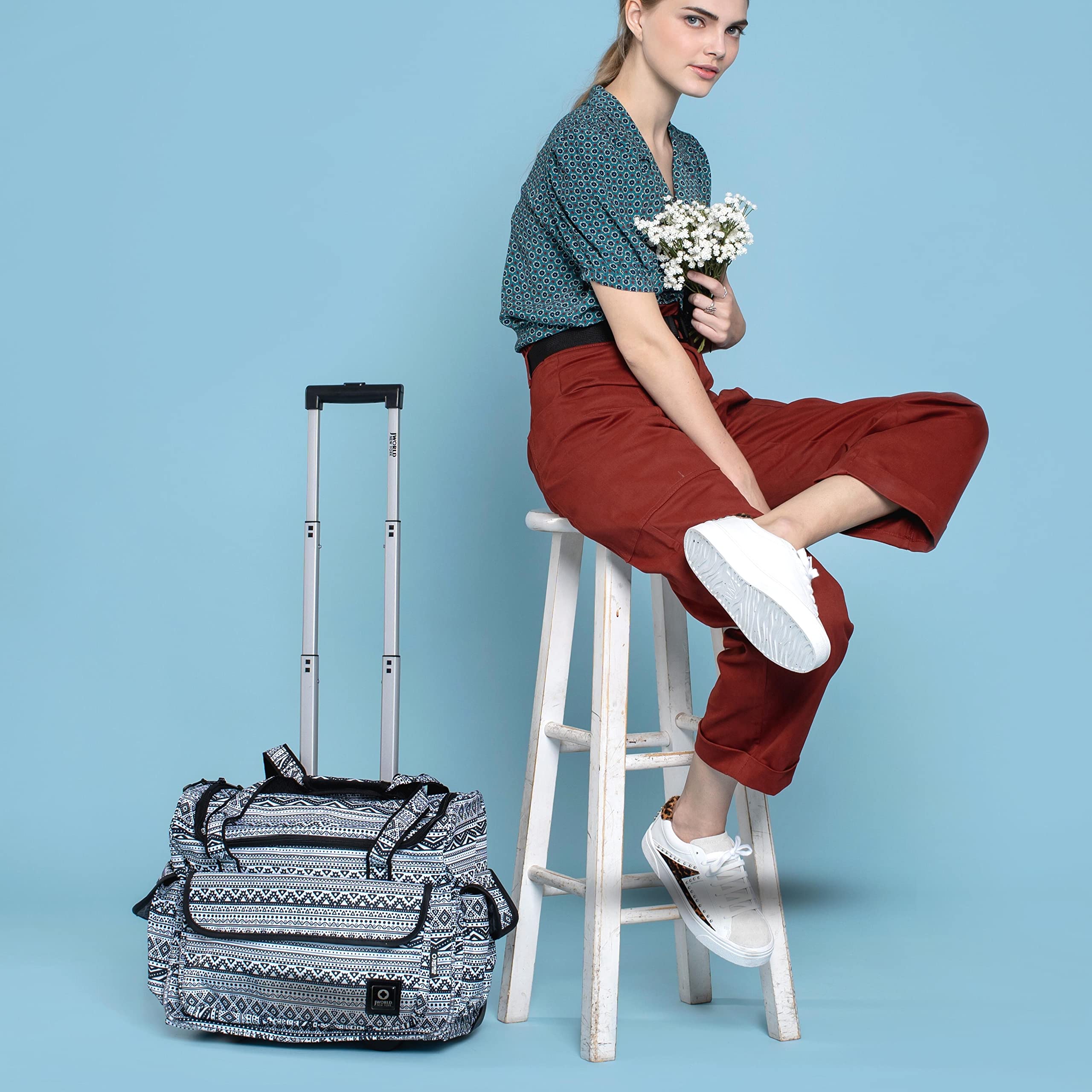 J World New York Donna Rolling Tote Bag on Wheels. Laptop Carry-On, Black (Measures 15 X 17 X 8.3 inches, Holds over 35 litres) - Image 8