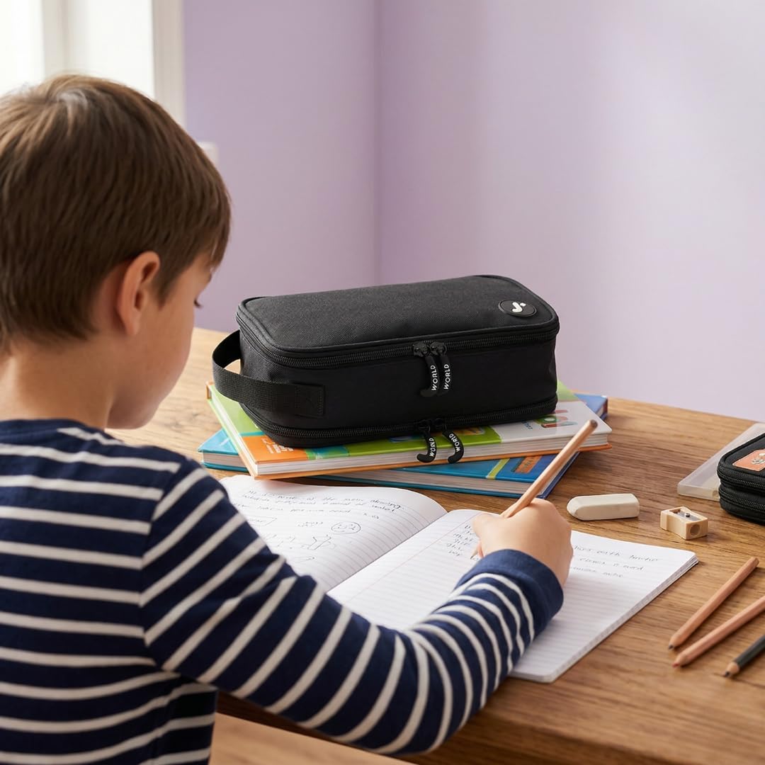 J World New York Doodle Large Capacity Pencil Case. 2 Compartment Pouch Pen Bag for School Teen Girl Boy Women, Confetti - Image 7