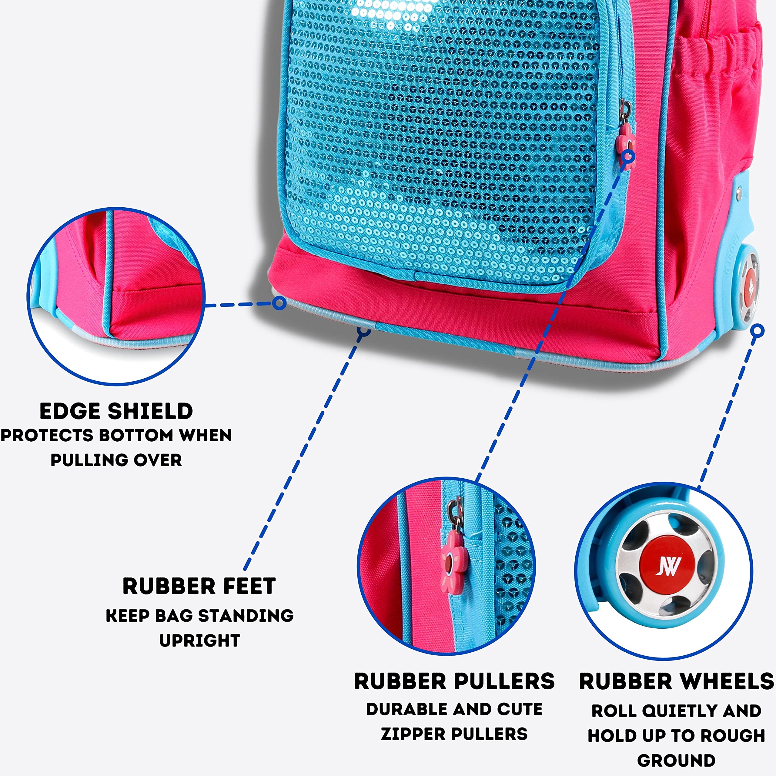 J World New York Sparkle Rolling Backpack - Image 4