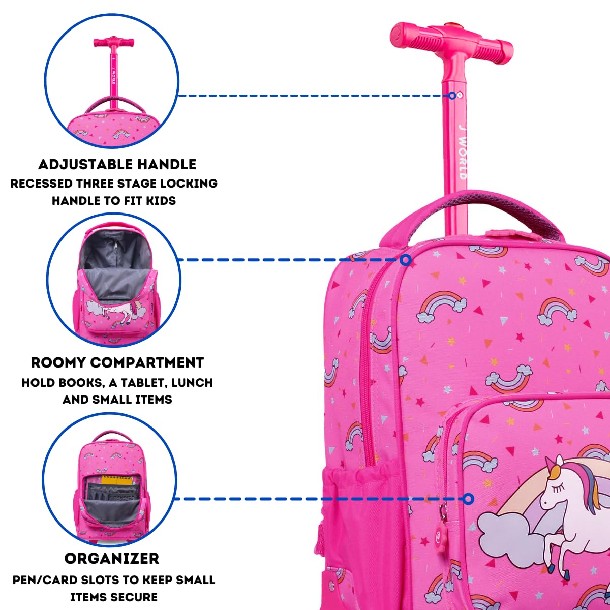 J World New York Sparkle Rolling Backpack - Image 3