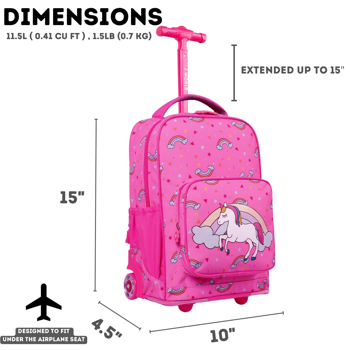 J World New York Sparkle Rolling Backpack - Image 7