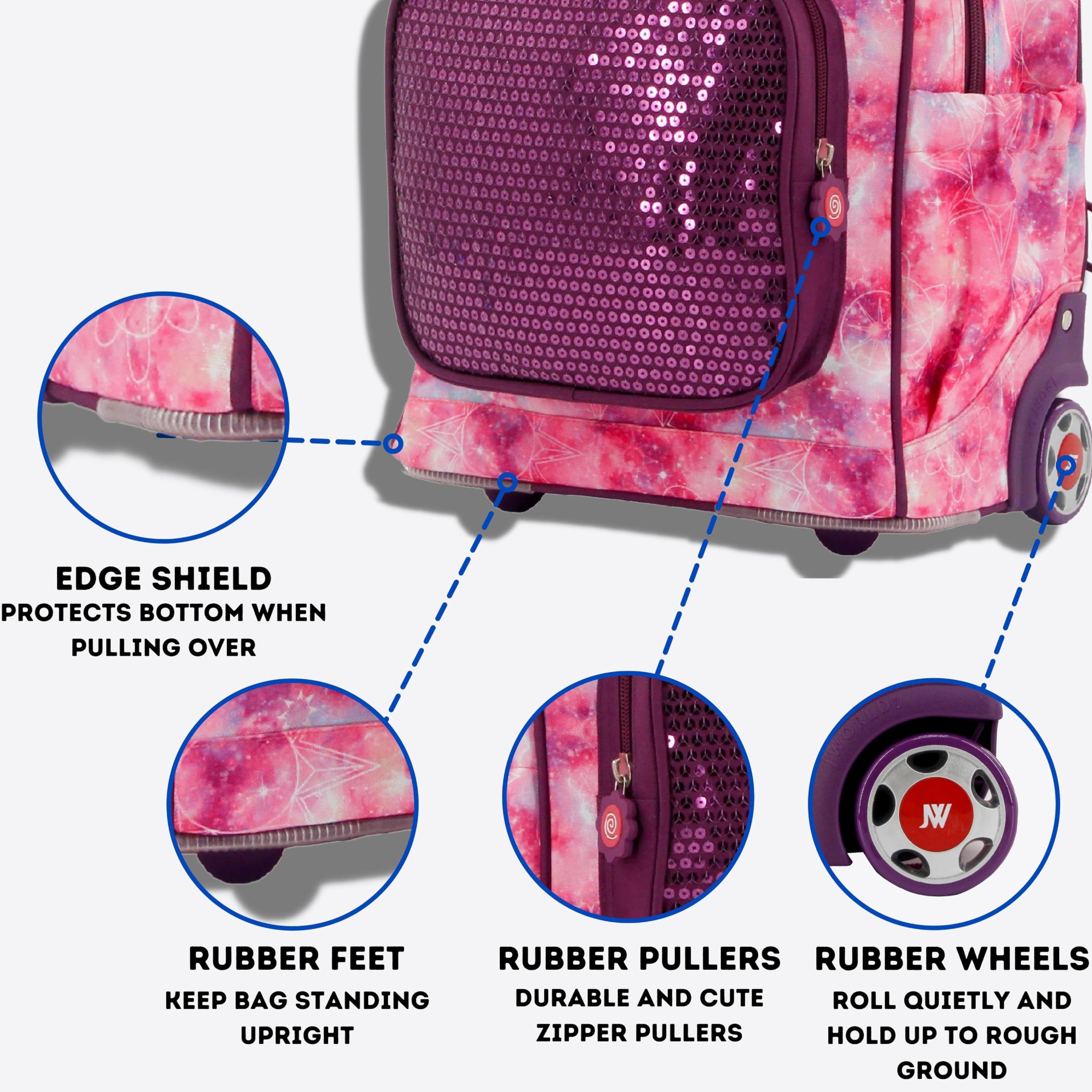 J World New York Sparkle Rolling Backpack - Image 4