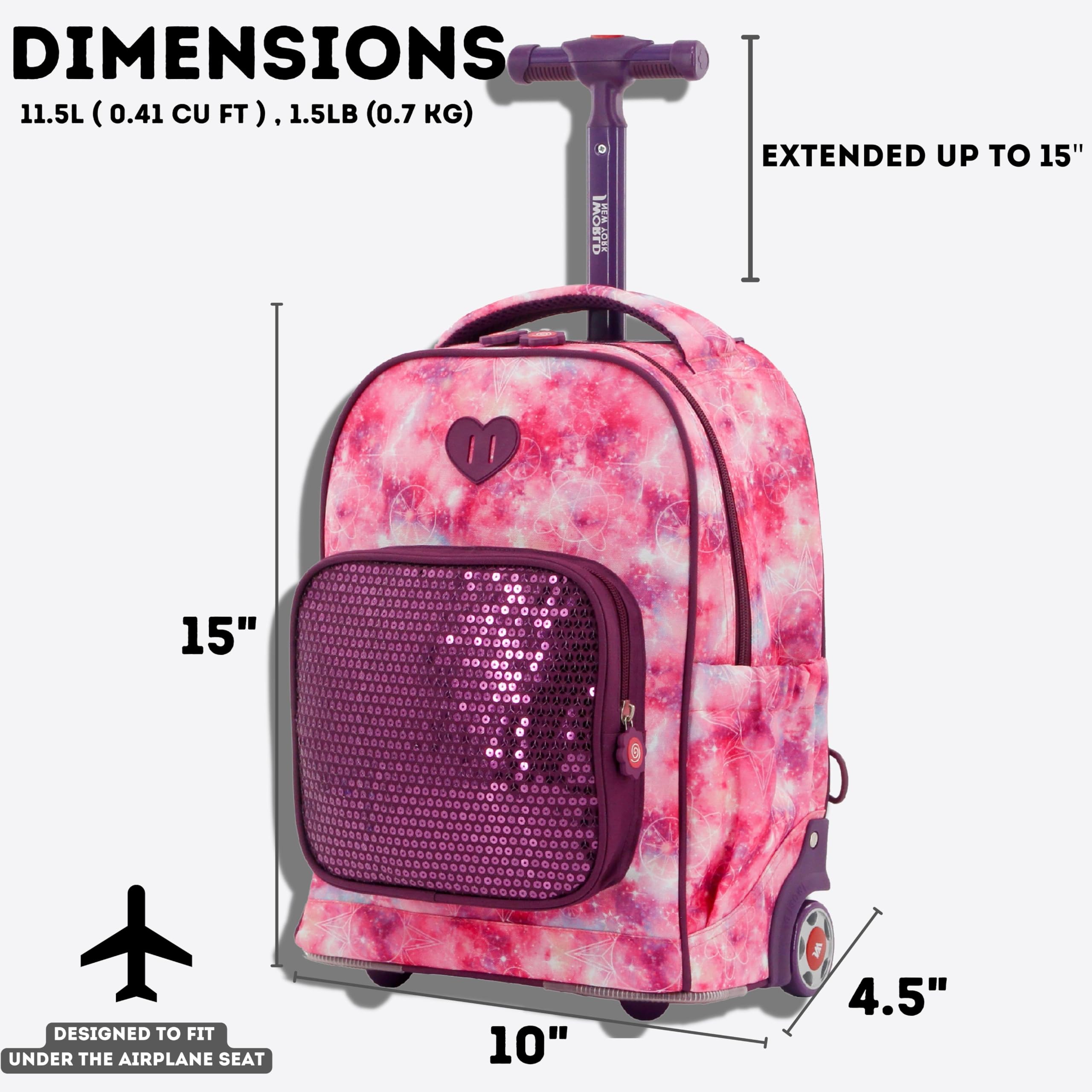 J World New York Sparkle Rolling Backpack - Image 7