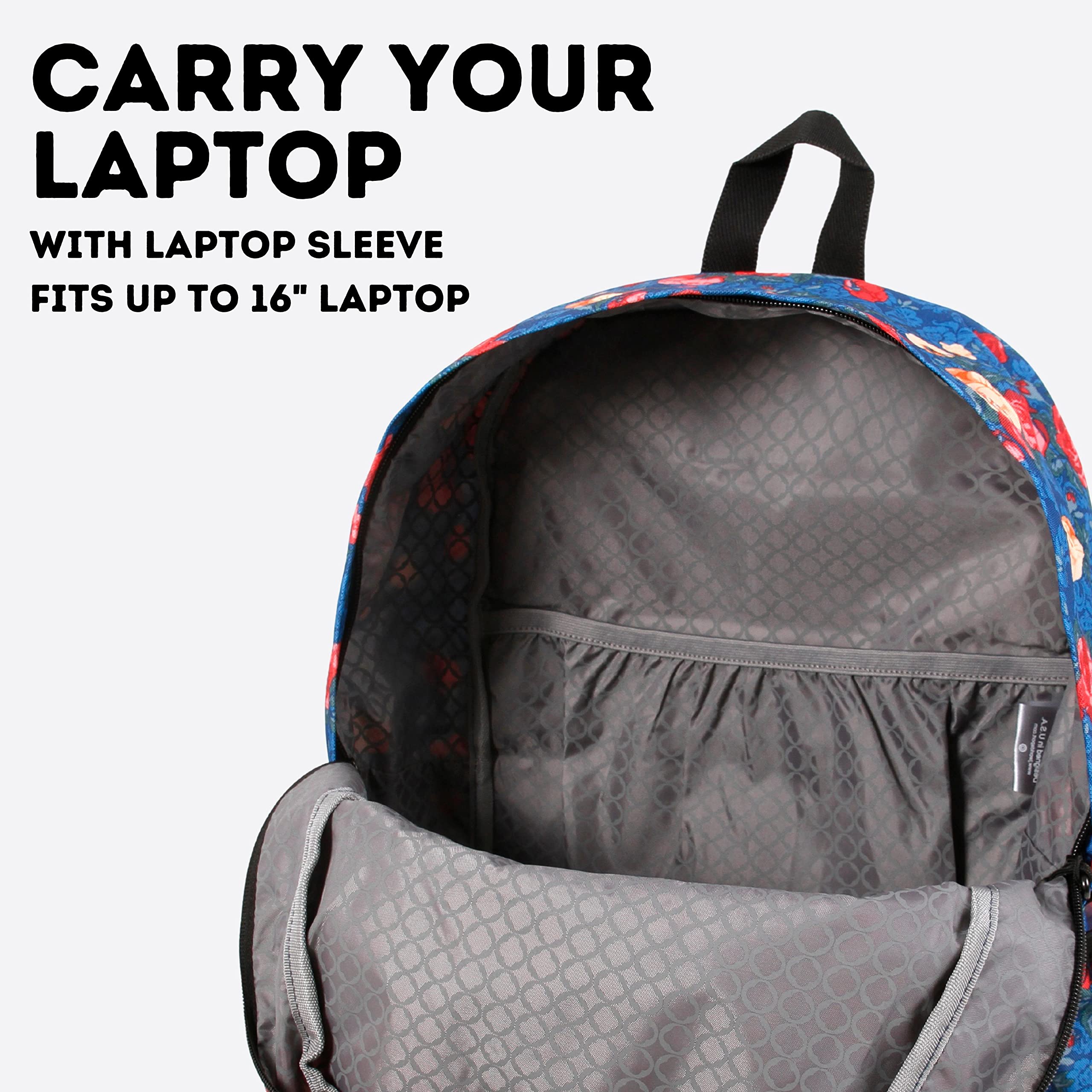 J World Oz Middle School Backpack for Girls & Women. Cute Kids Laptop Bookbag, Vintage Rose - Image 6