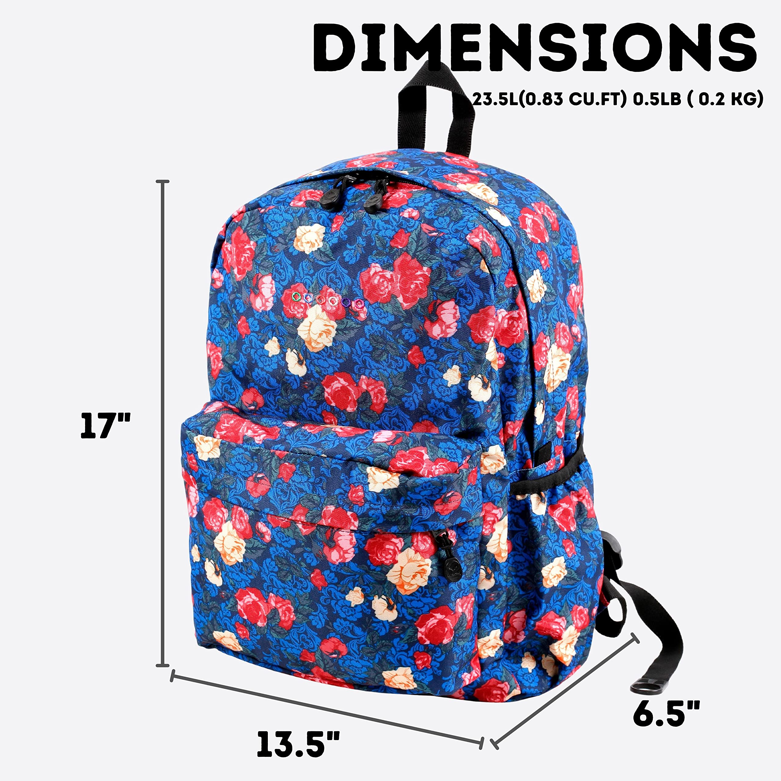 J World Oz Middle School Backpack for Girls & Women. Cute Kids Laptop Bookbag, Vintage Rose - Image 7