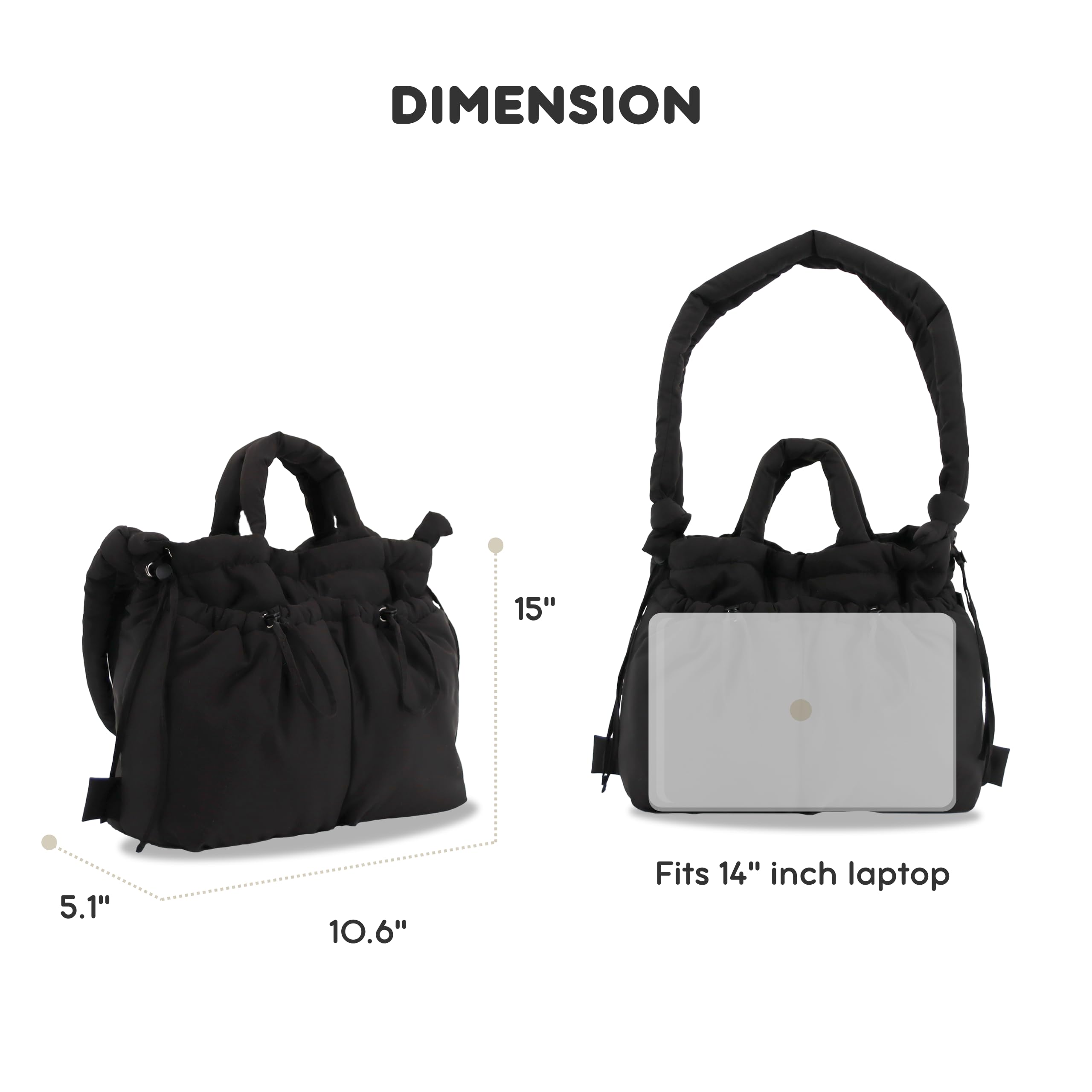 J World Quilted Puffer Tote Bag for Women. Puffy Shoulder Handbag Converts to Puff Backpack. Fluffy Bubble Purse Work Travel - Image 4