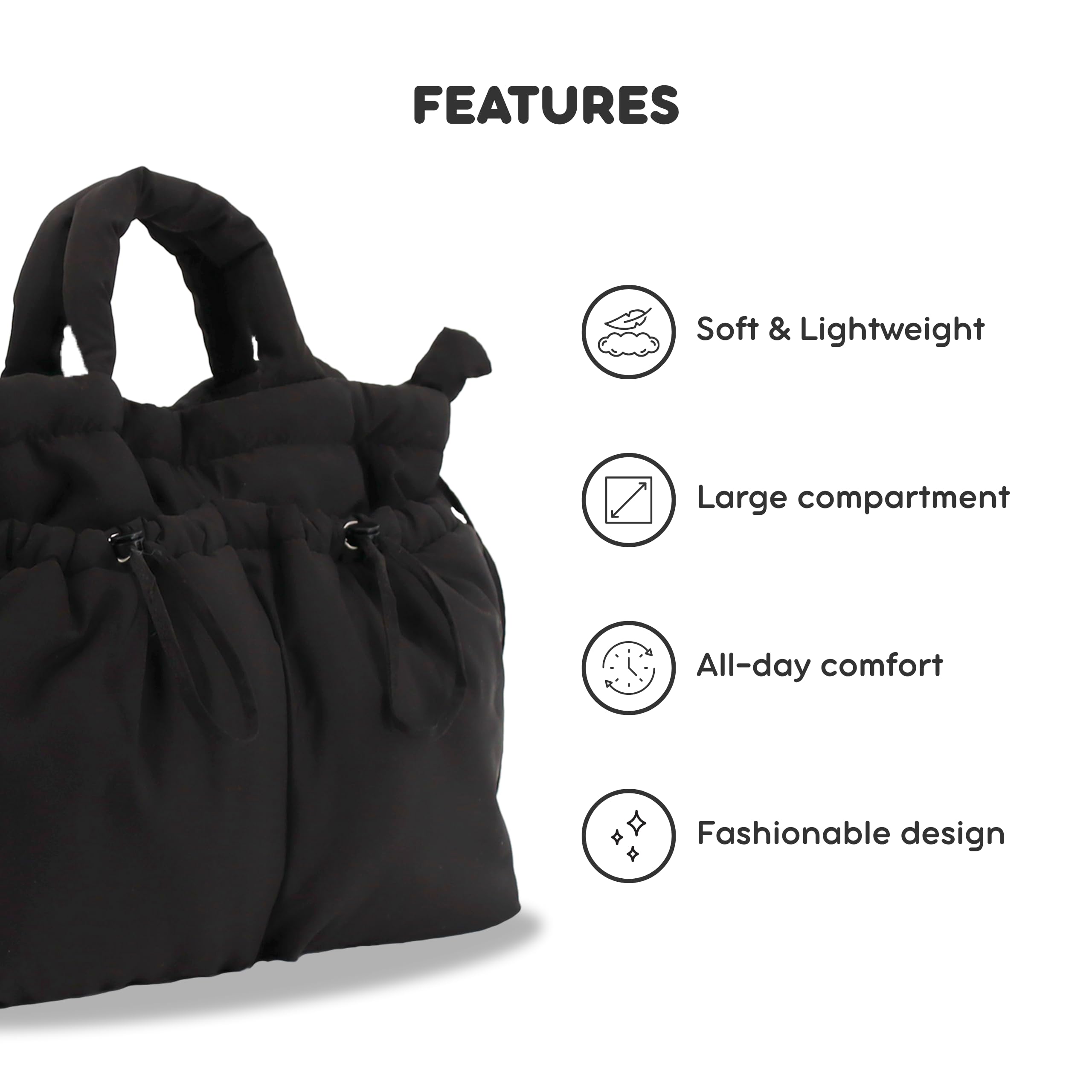 J World Quilted Puffer Tote Bag for Women. Puffy Shoulder Handbag Converts to Puff Backpack. Fluffy Bubble Purse Work Travel - Image 5