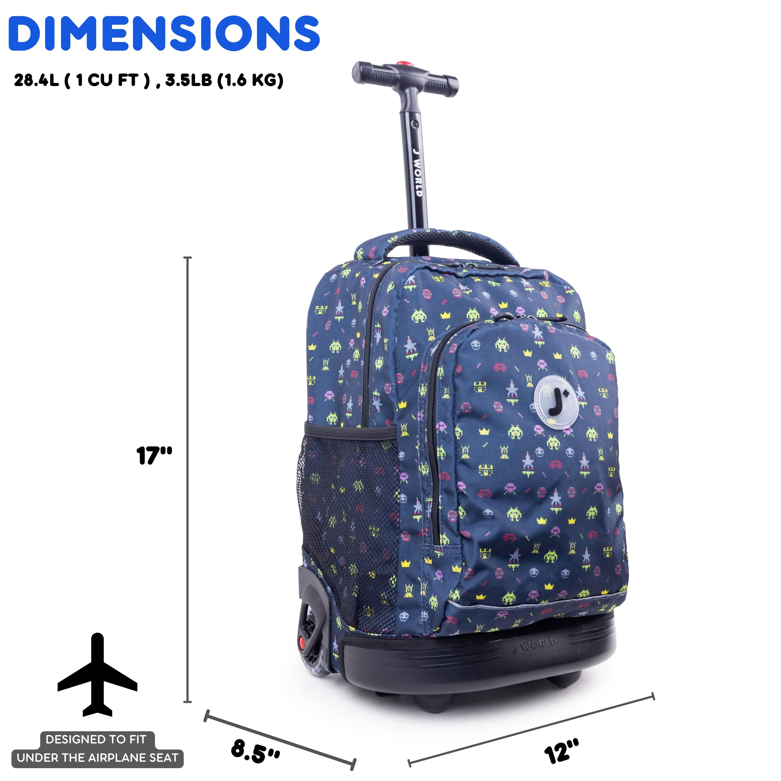 J World Sunny Rolling Backpack for Kids. Roller Bag With Wheels, Game - Image 7
